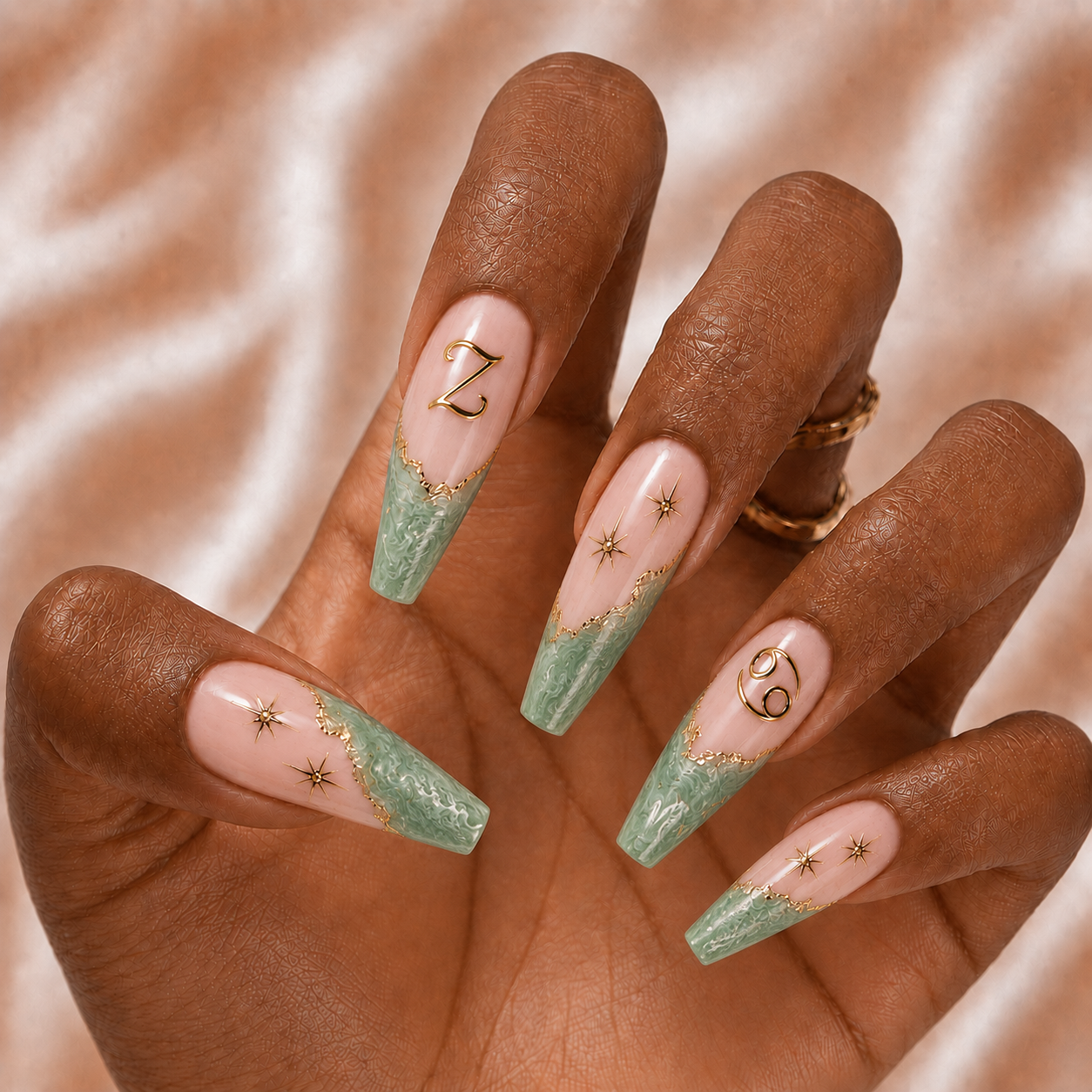Jade Green Zodiac - Personalized Press-On Nails