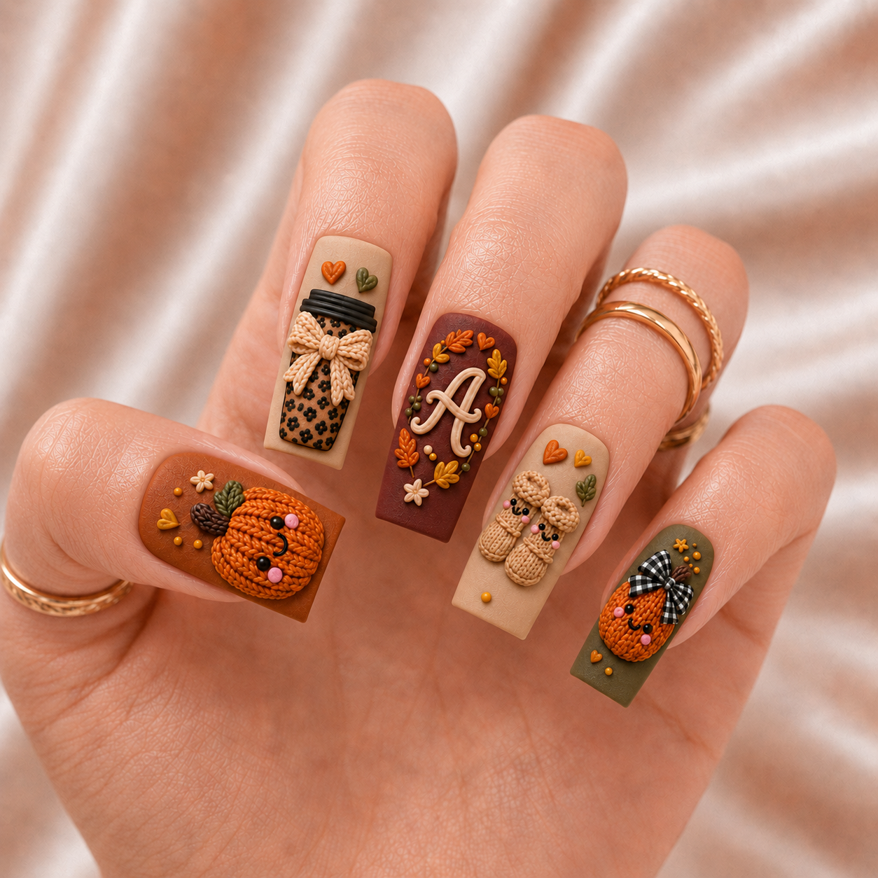 Cozy Pumpkin - Personalized Press-On Nails