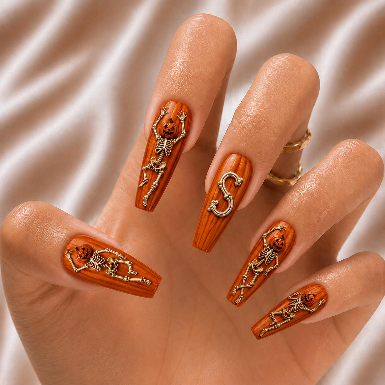 Pumpkin Skeleton - Personalized Press-On Nails
