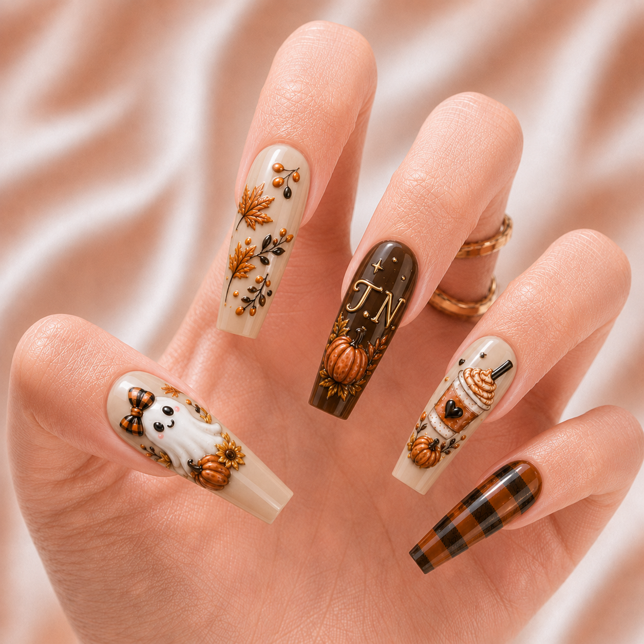 Cute Autumn Boo - Personalized Press-On Nails