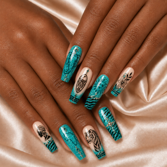 Tiffany Blue Glitter - Press-On Nails alternate image