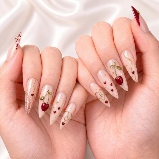 Cherry Bestie Bloom – Personalized Press-On Nails alternate image