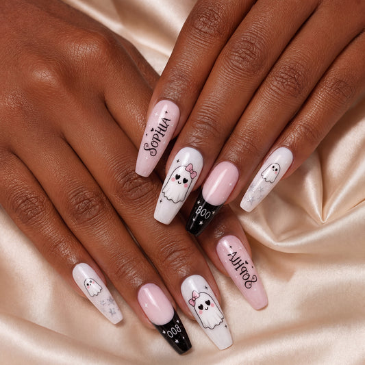 Boo-tiful Ghost Charm - Personalized Press-On Nails alternate image