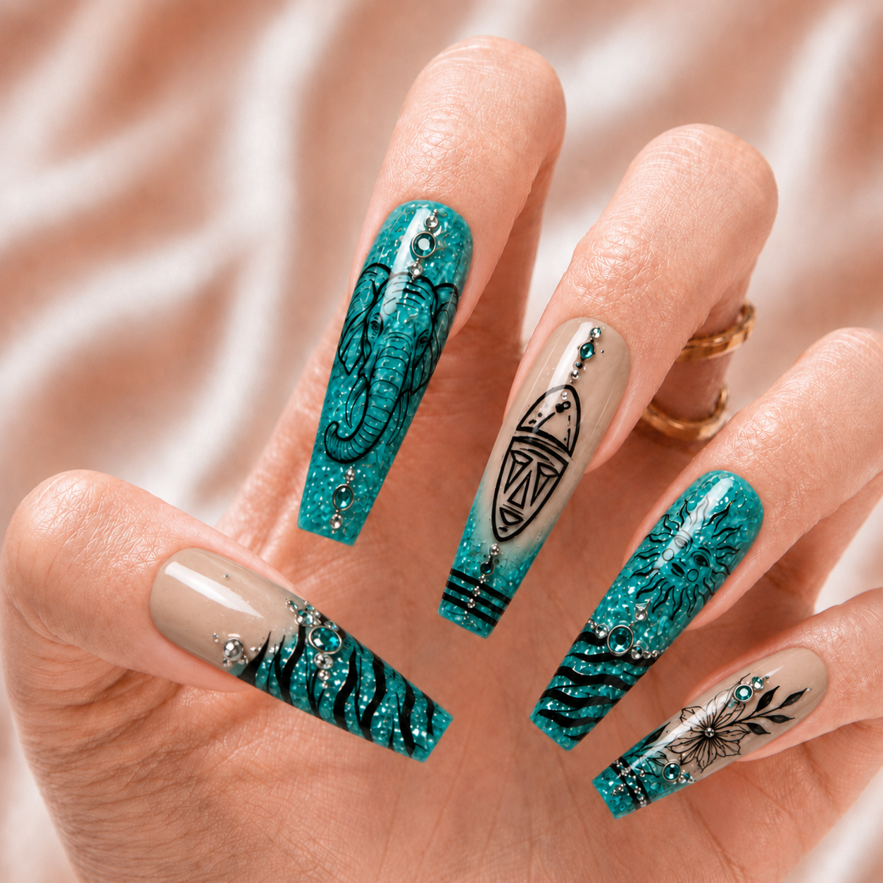 Tiffany Blue Glitter - Press-On Nails
