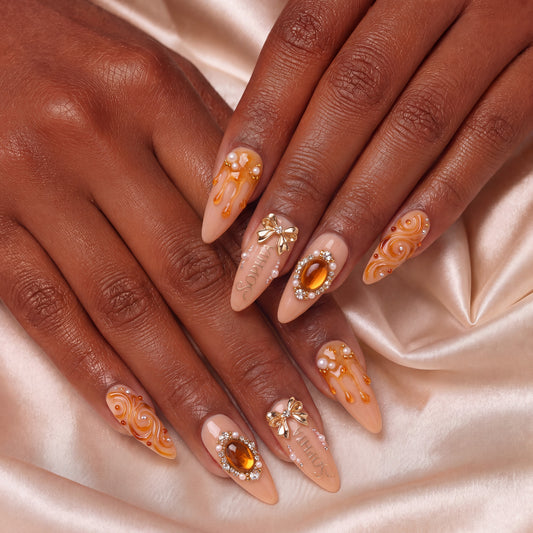Apricot Opulence - Personalized Press-On Nails alternate image