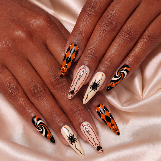 Harlequin After Dark - Personalized Press-On Nails alternate image