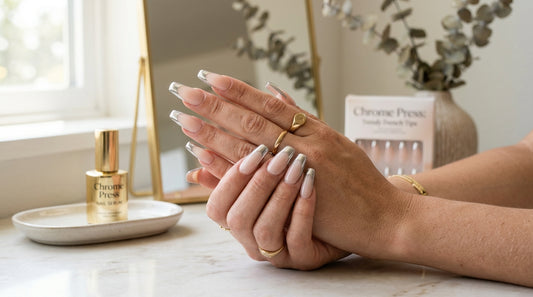 Chrome Press on Nails: Trendy French Tips for Long Coffin