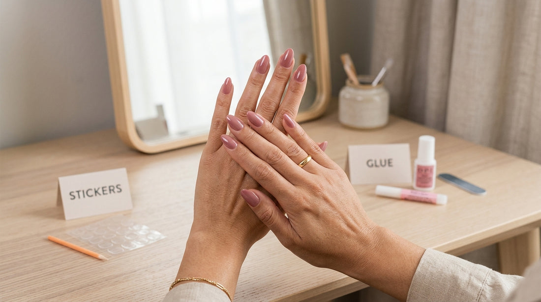 How to Put on Press on Nails with Stickers vs Glue Comparison