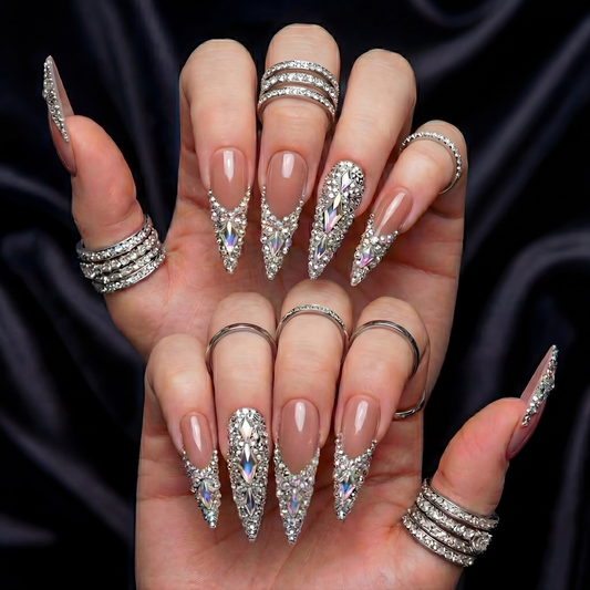 Red almond press-on nails — glossy finish for everyday wear
