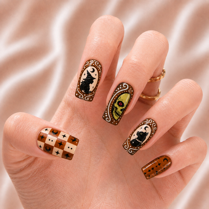 Vintage Halloween Charm Bestie - Personalized Press-On Nails