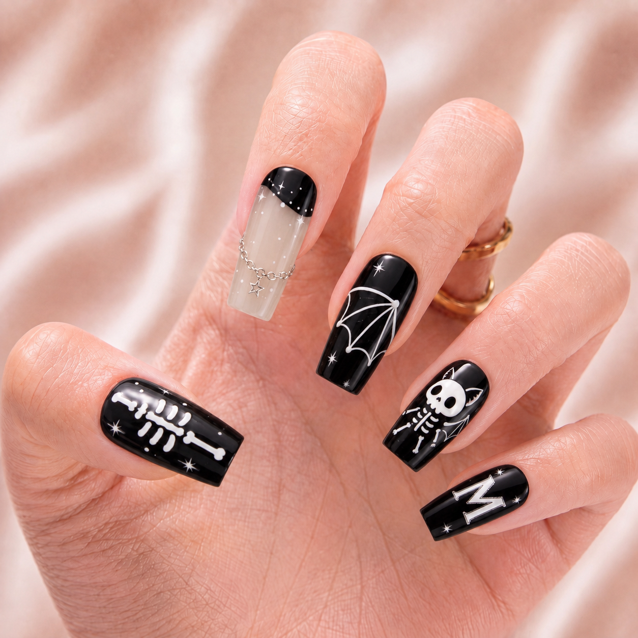 Skeleton Bat Bestie - Personalized Press-On Nails