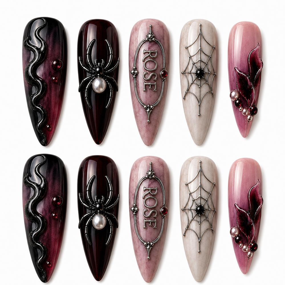 Dark Rose Affair - Personalized Press-On Nails