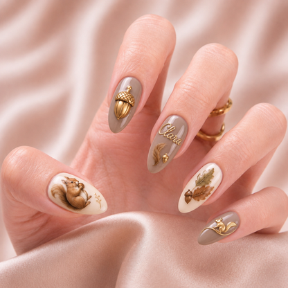 Woodland Acorn Keepsake - Personalized Press-On Nails
