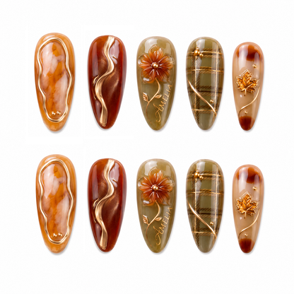 Amber Harvest - Personalized Press-On Nails