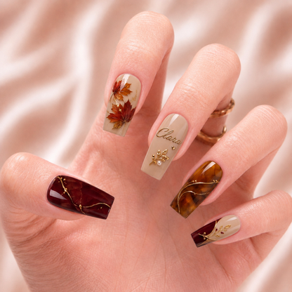 Scarlet Leaf Sonata - Personalized Press-On Nails