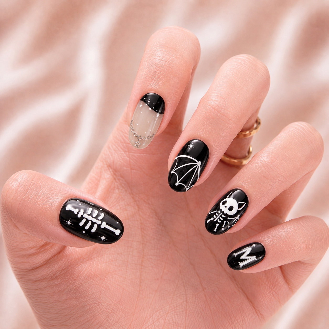 Skeleton Bat Bestie - Personalized Press-On Nails