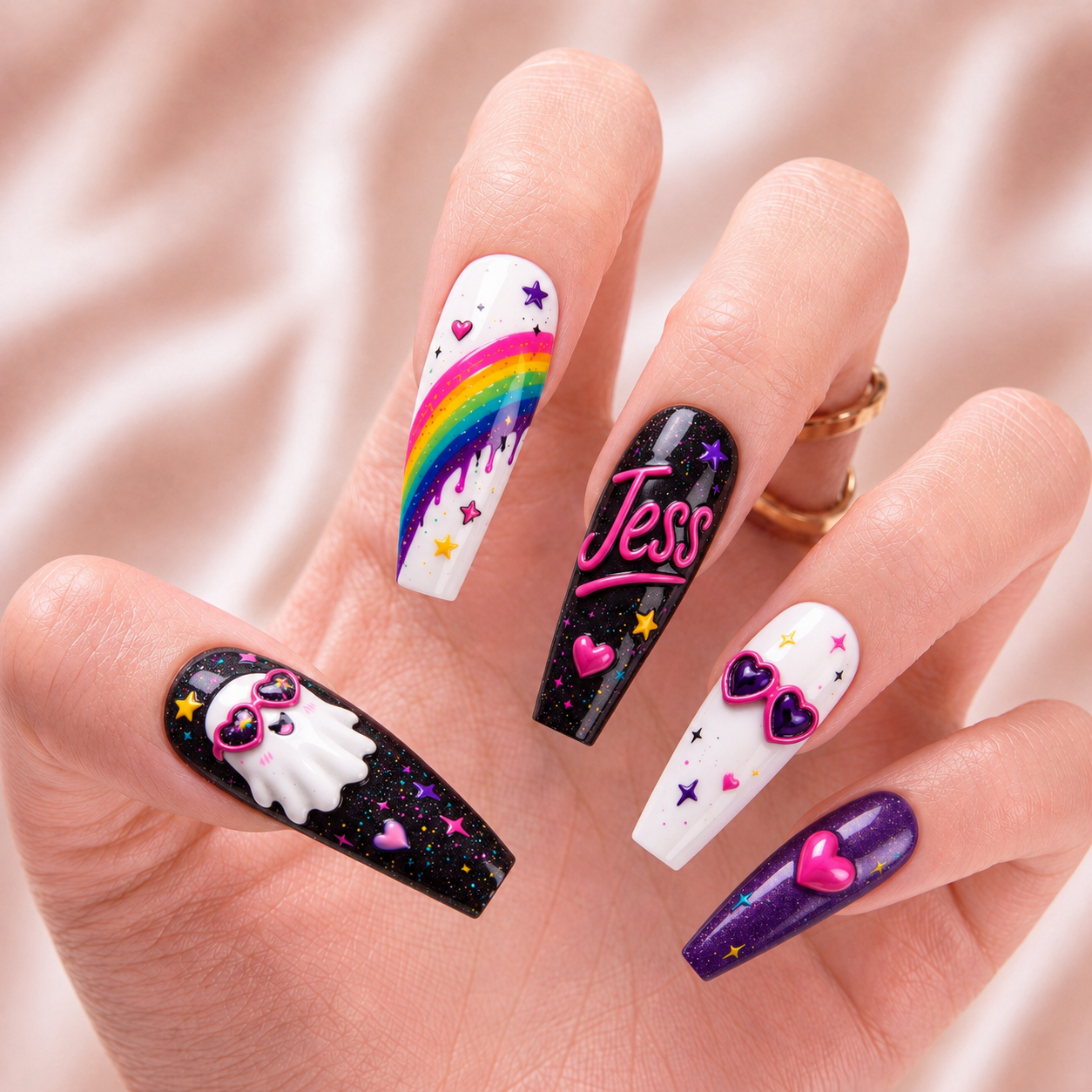 Neon Ghost Fantasy - Personalized Press-On Nails