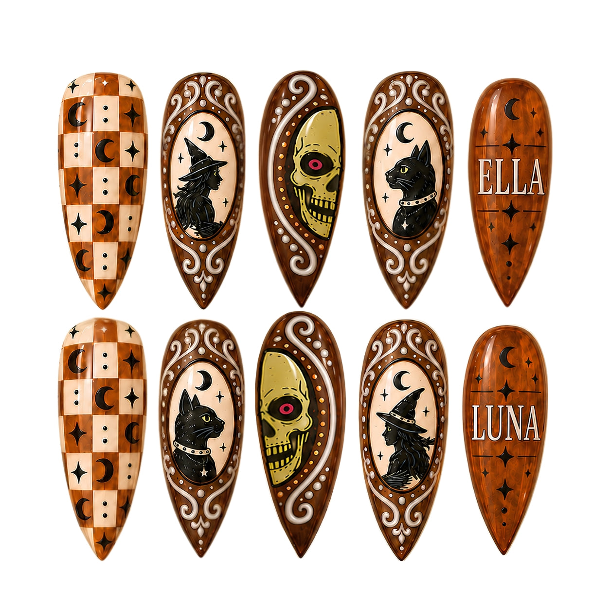 Vintage Halloween Charm Bestie - Personalized Press-On Nails