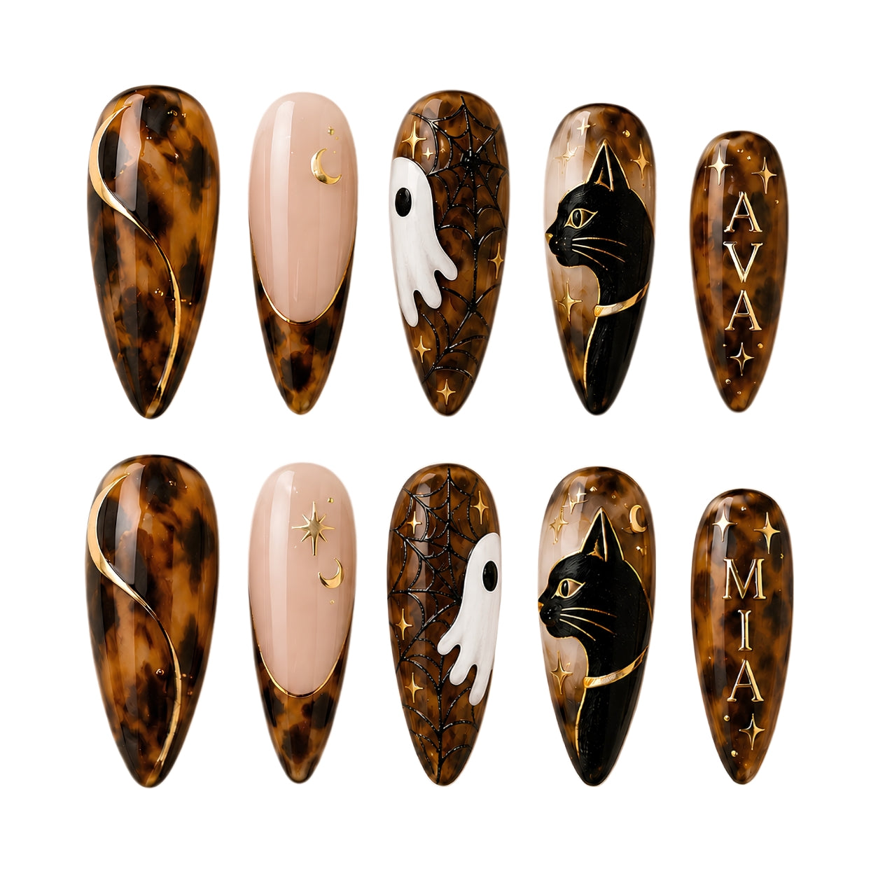 Tortoise Ghost Bestie  – Personalized Press-On Nails