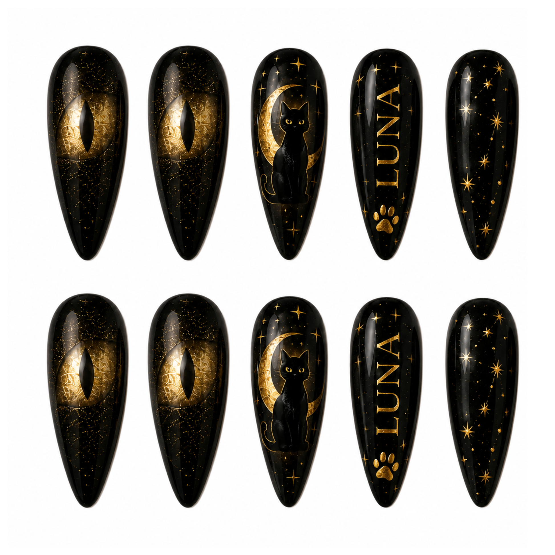 Midnight Cat Spell - Personalized Press-On Nails