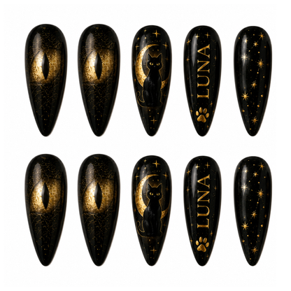 Midnight Cat Spell - Personalized Press-On Nails