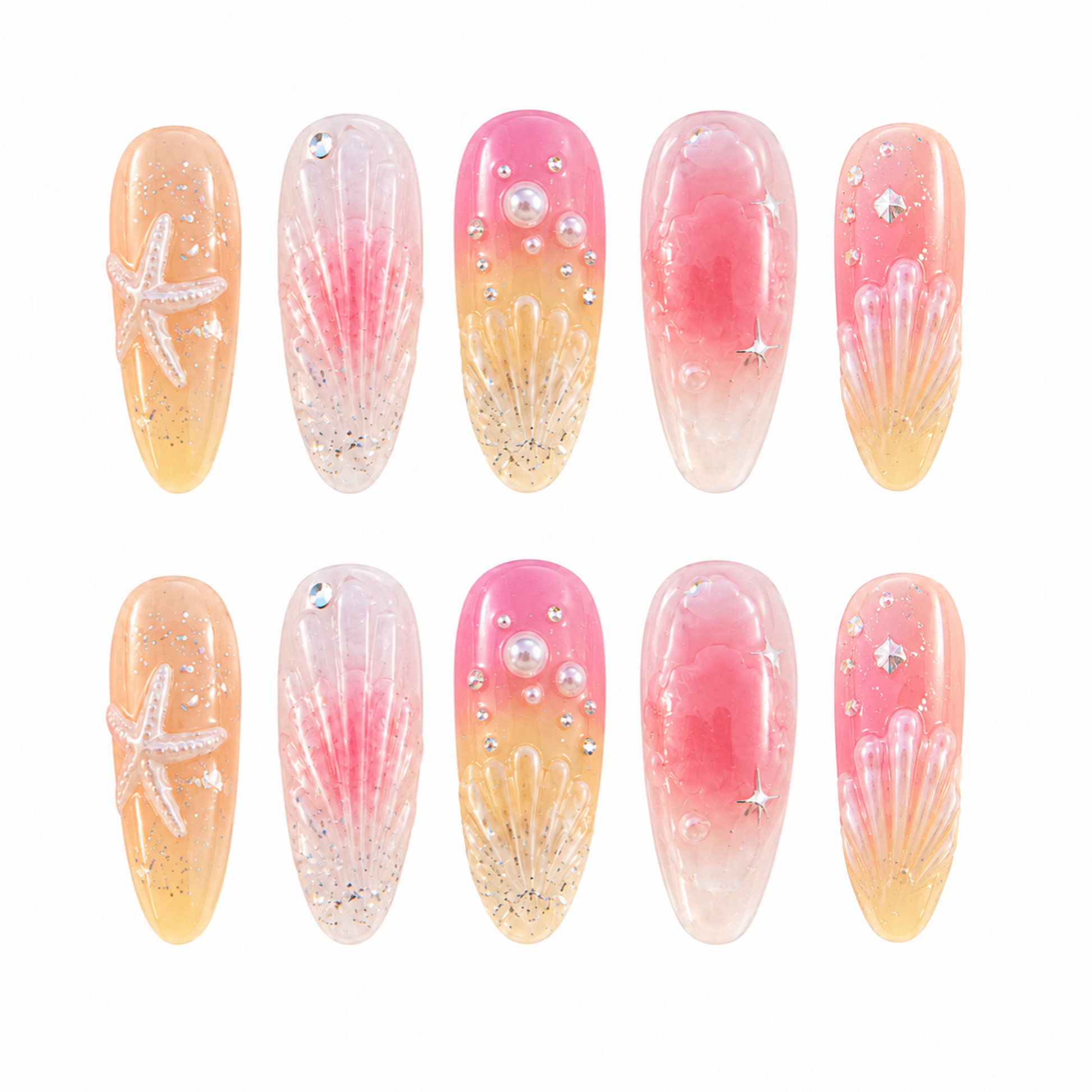 Glitter Seashell - Press-On Nails