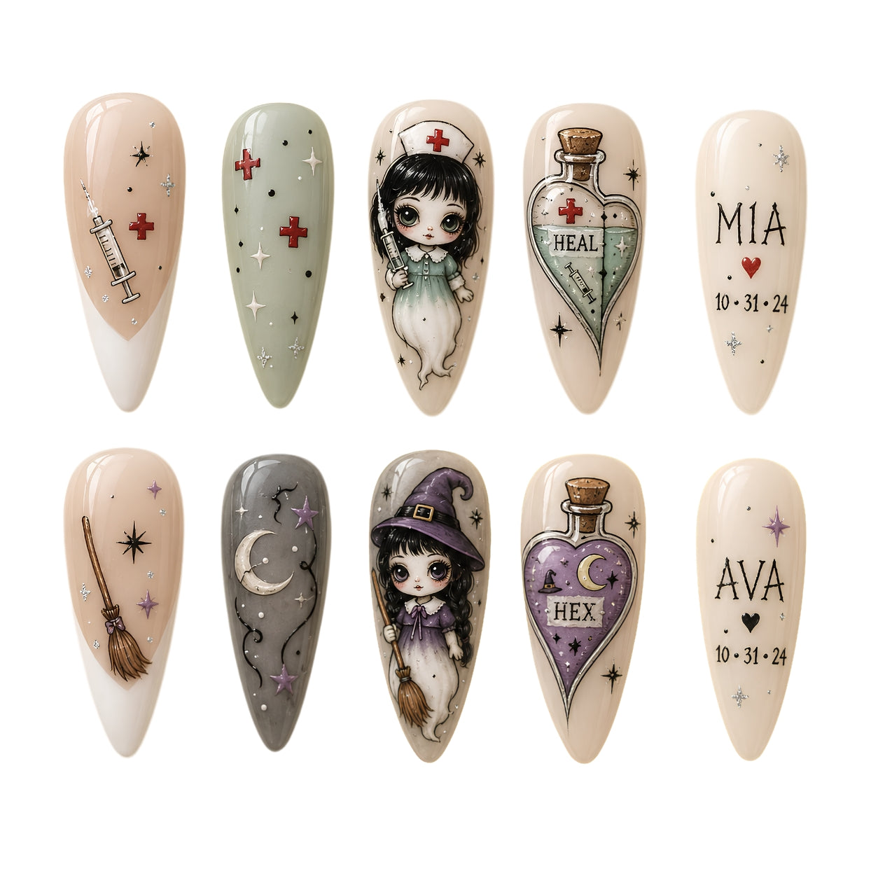 Heal & Hex Besties  – Personalized Press-On Nails
