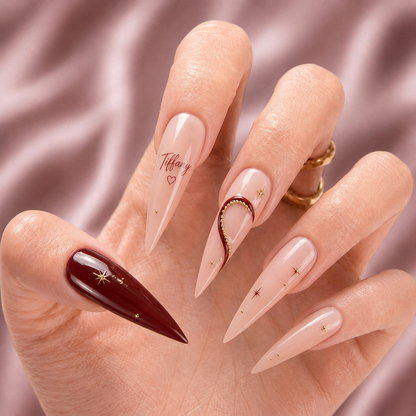 Forever Bestie Hearts – Personalized Press-On Nails