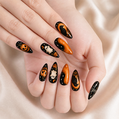 Midnight Pumpkin Spell - Personalized Press-On Nails