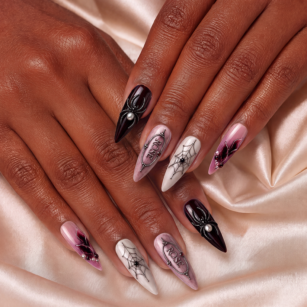 Dark Rose Affair - Personalized Press-On Nails