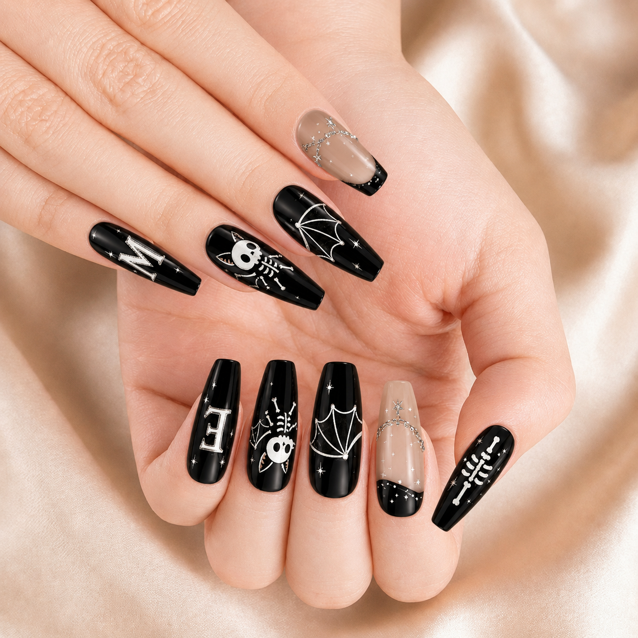 Skeleton Bat Bestie - Personalized Press-On Nails