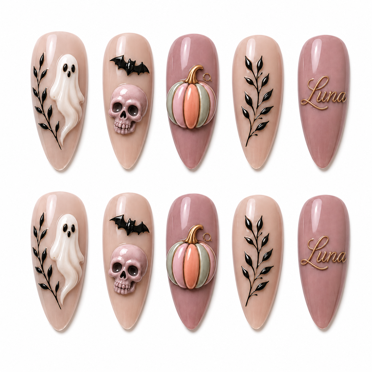 Soft Pumpkin Phantoms- Personalized Press-On Nails