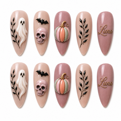 Soft Pumpkin Phantoms- Personalized Press-On Nails