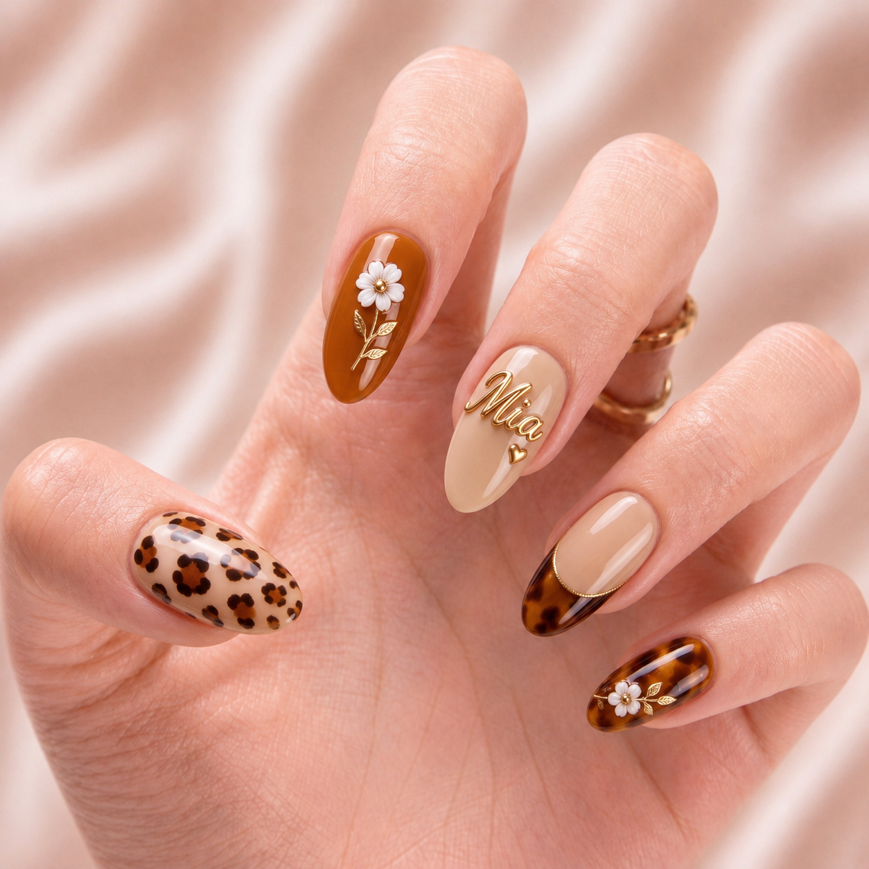 Caramel Wildflower Muse - Personalized Press-On Nails