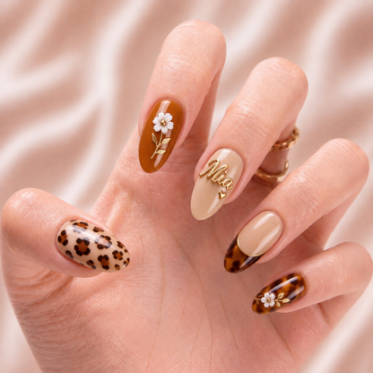 Caramel Wildflower Muse - Personalized Press-On Nails