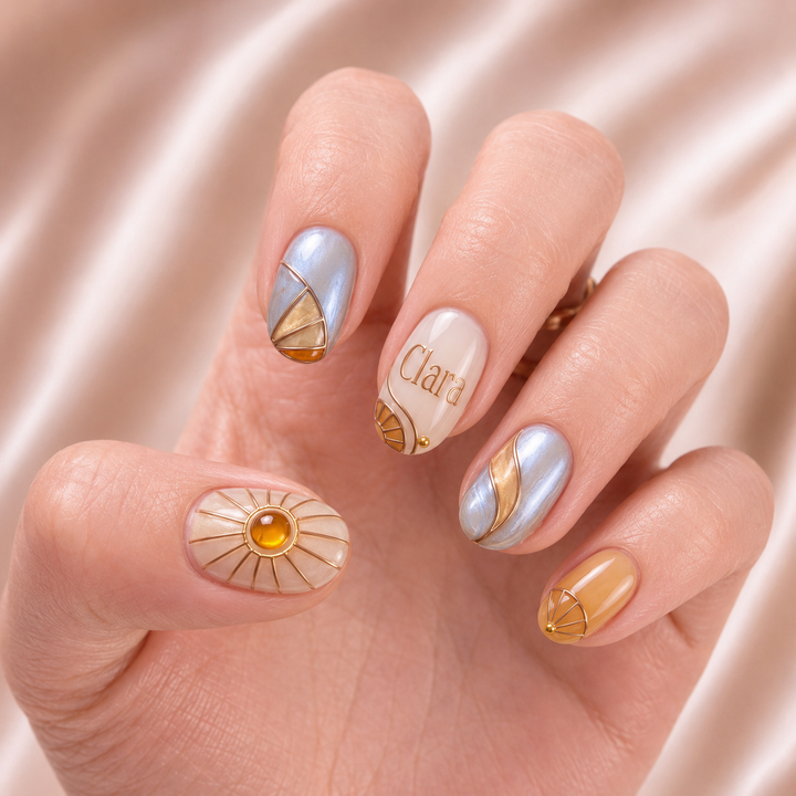Amber Glass Daybreak- Personalized Press-On Nails