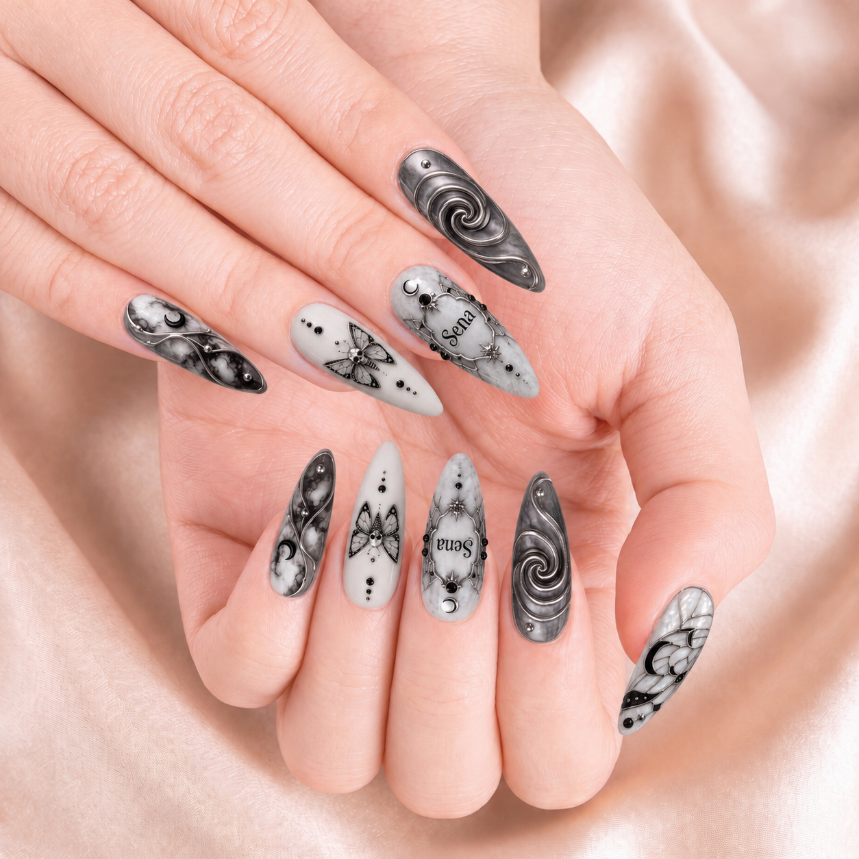 Eclipsed Ivory - Personalized Press-On Nails