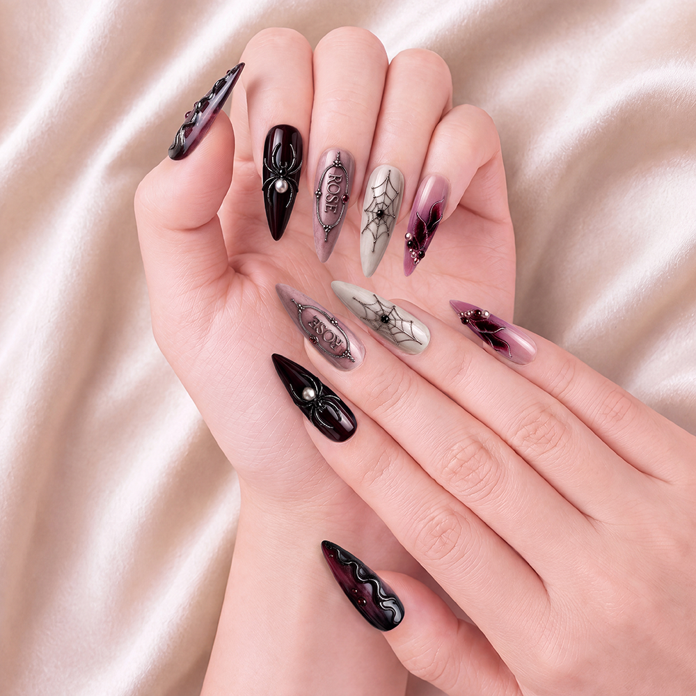 Dark Rose Affair - Personalized Press-On Nails