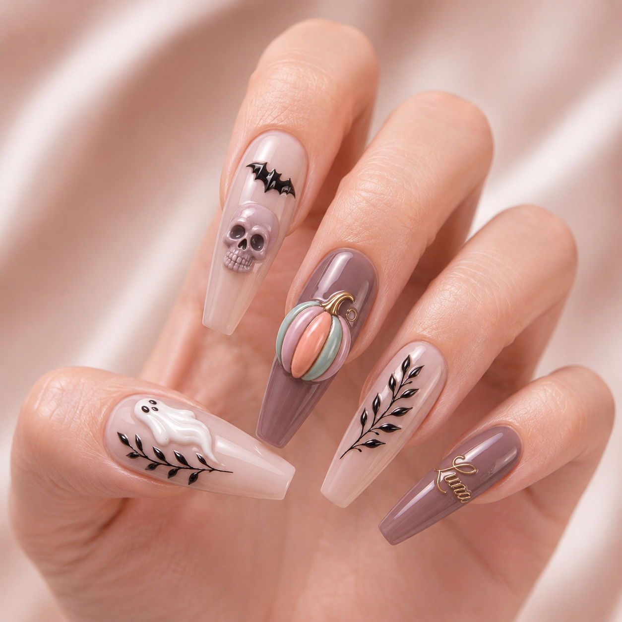 Soft Pumpkin Phantoms- Personalized Press-On Nails
