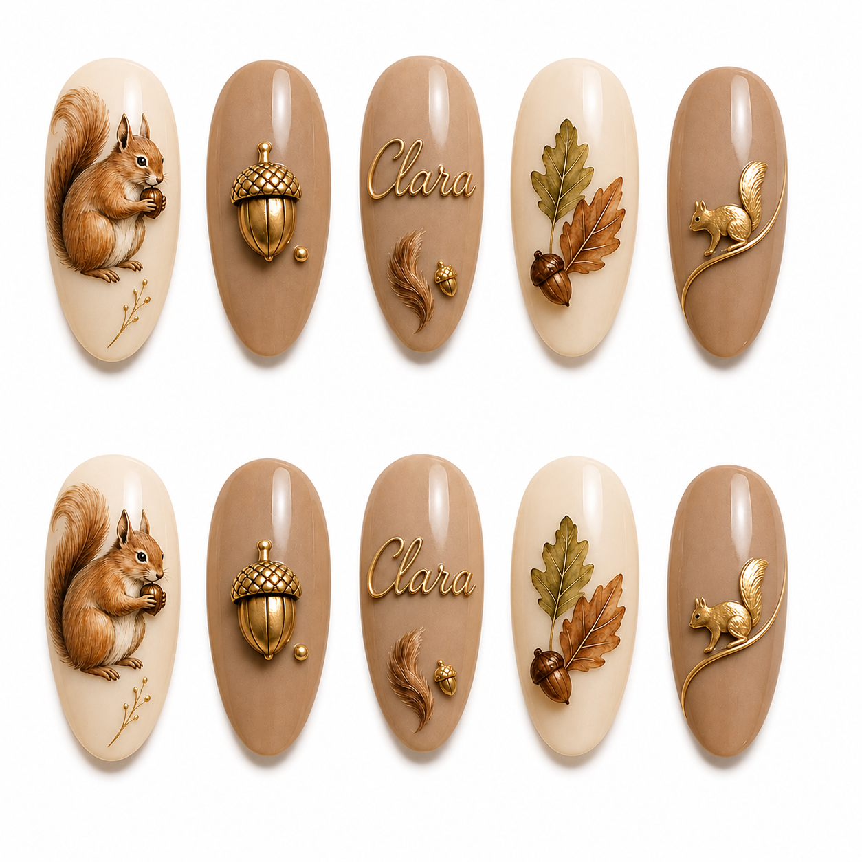 Woodland Acorn Keepsake - Personalized Press-On Nails