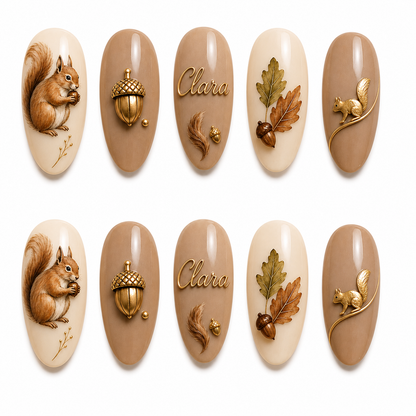 Woodland Acorn Keepsake - Personalized Press-On Nails