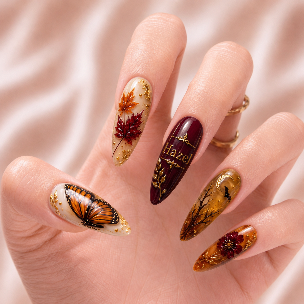 Crimson Winged Equinox - Personalized Press-On Nails