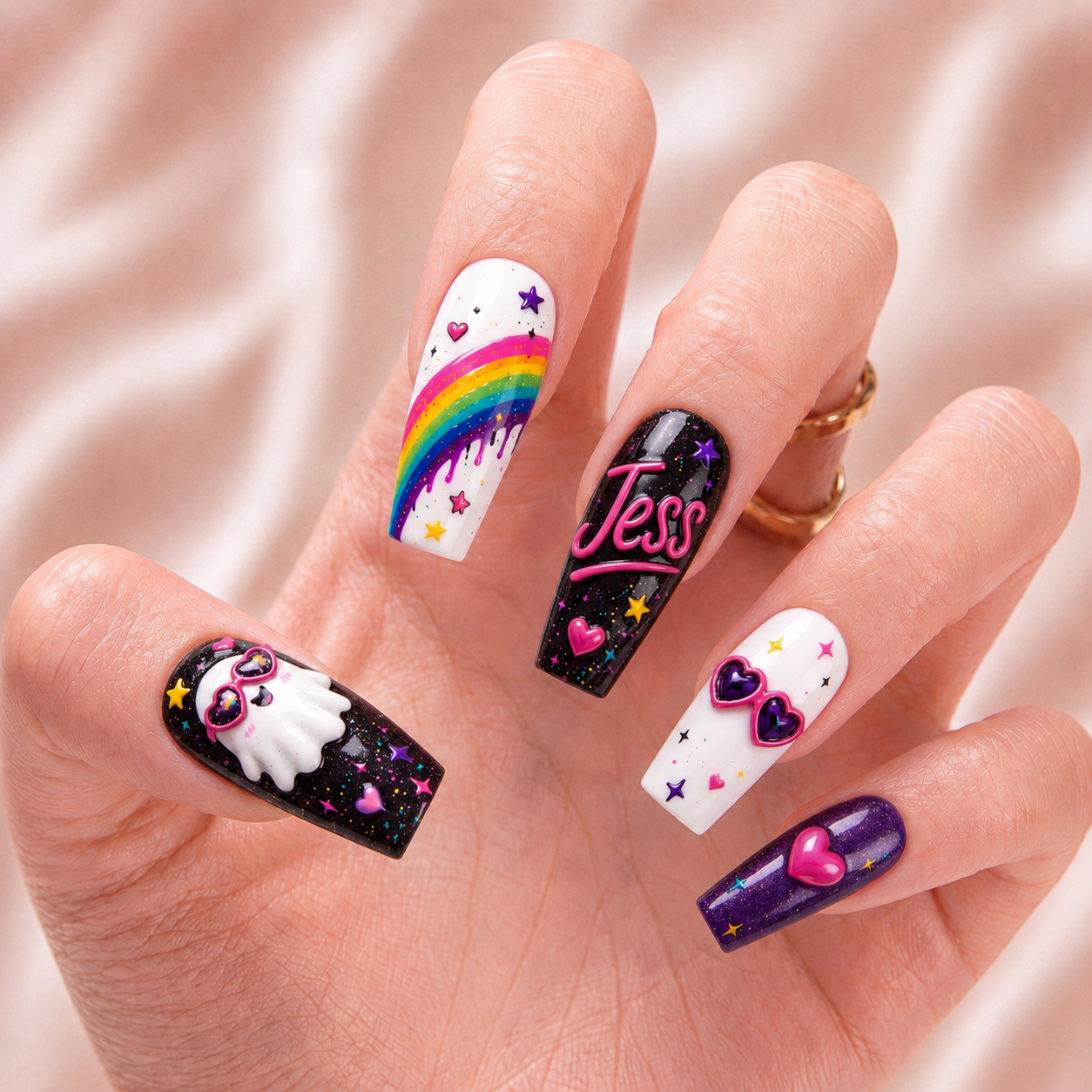 Neon Ghost Fantasy - Personalized Press-On Nails