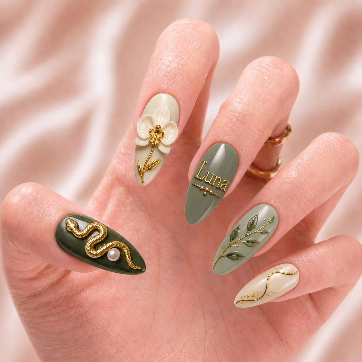 Verdant Serpent Orchid - Personalized Press-On Nails