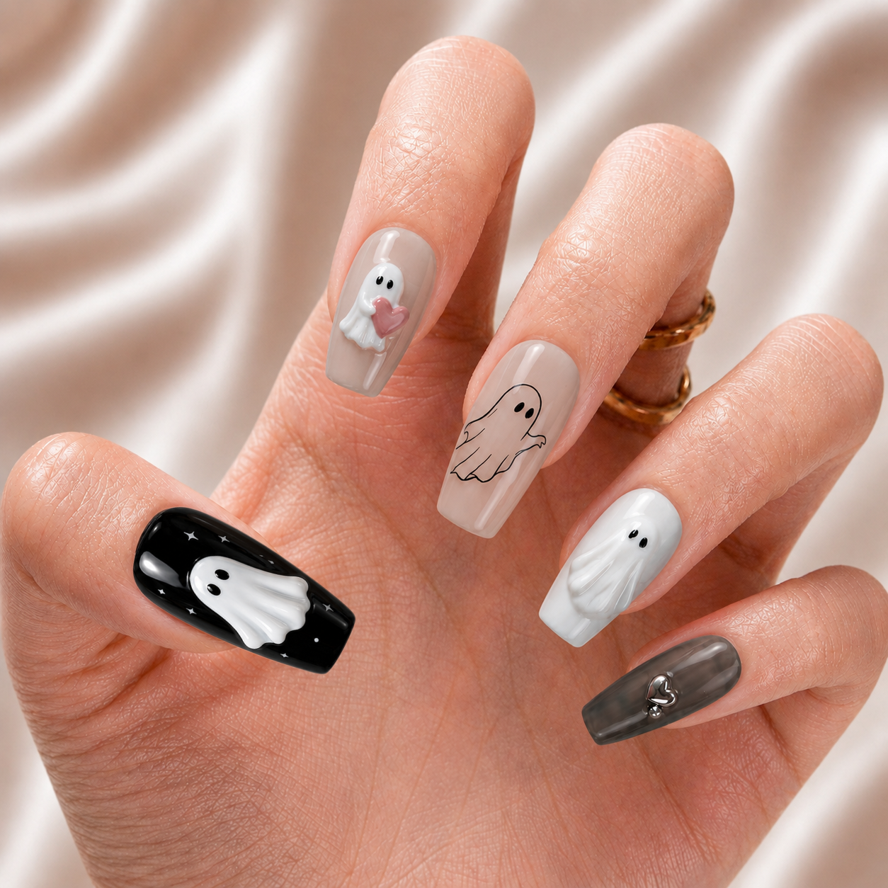 Cute Ghost Besties - Personalized Press-On Nails