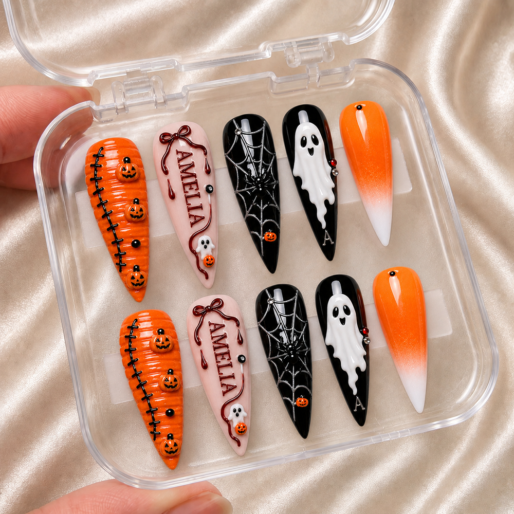 Midnight Pumpkin - Personalized Press-On Nails