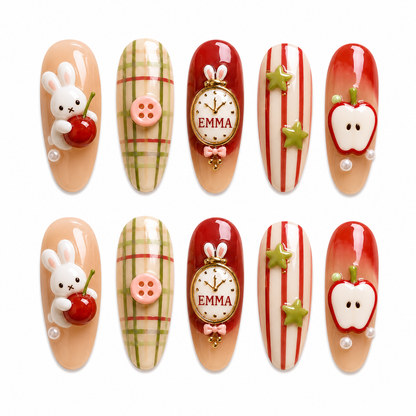 Applewood Charm - Personalized Press-On Nails