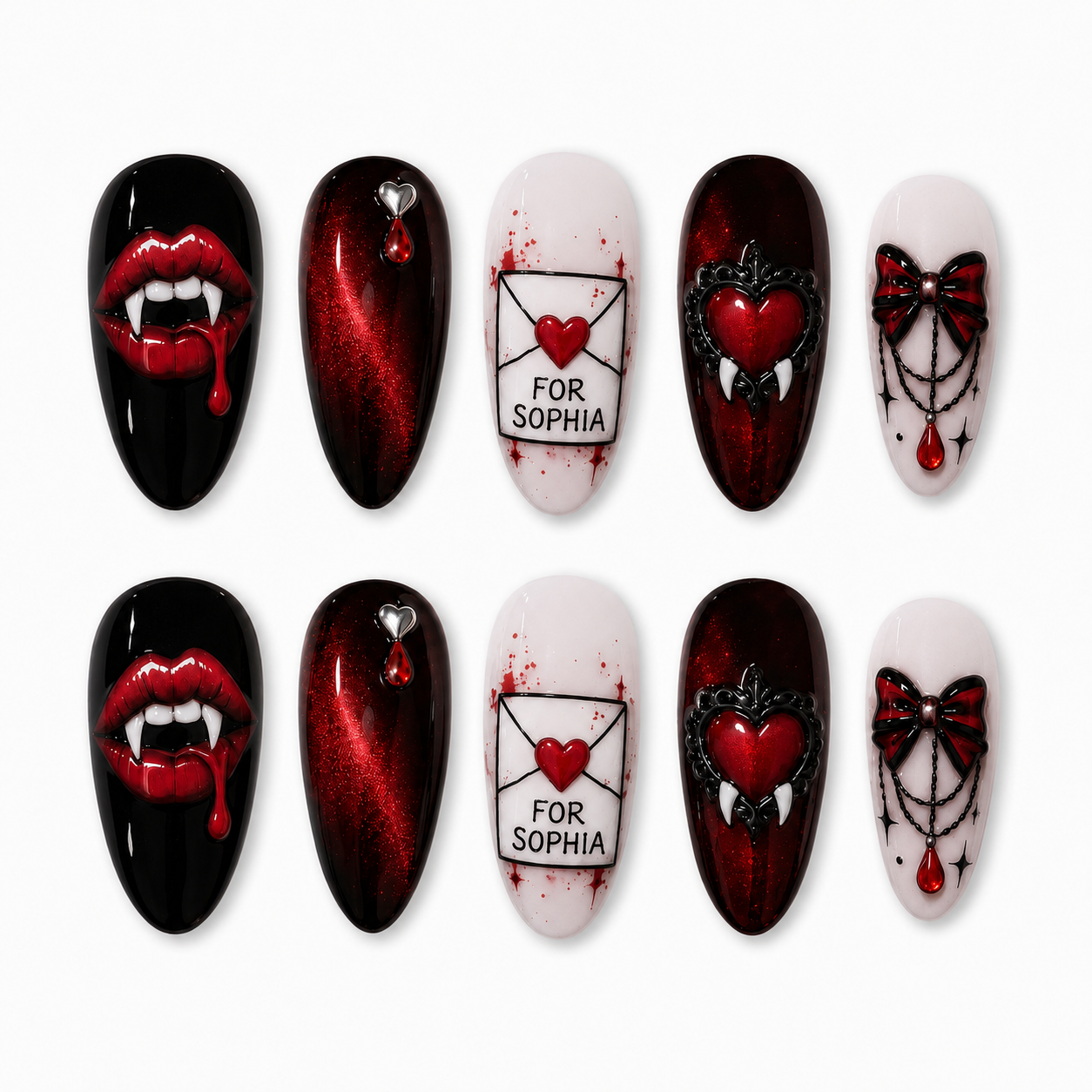 Vampire Love Letter - Personalized Press-On Nails