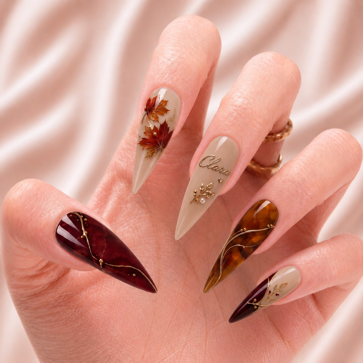 Scarlet Leaf Sonata - Personalized Press-On Nails