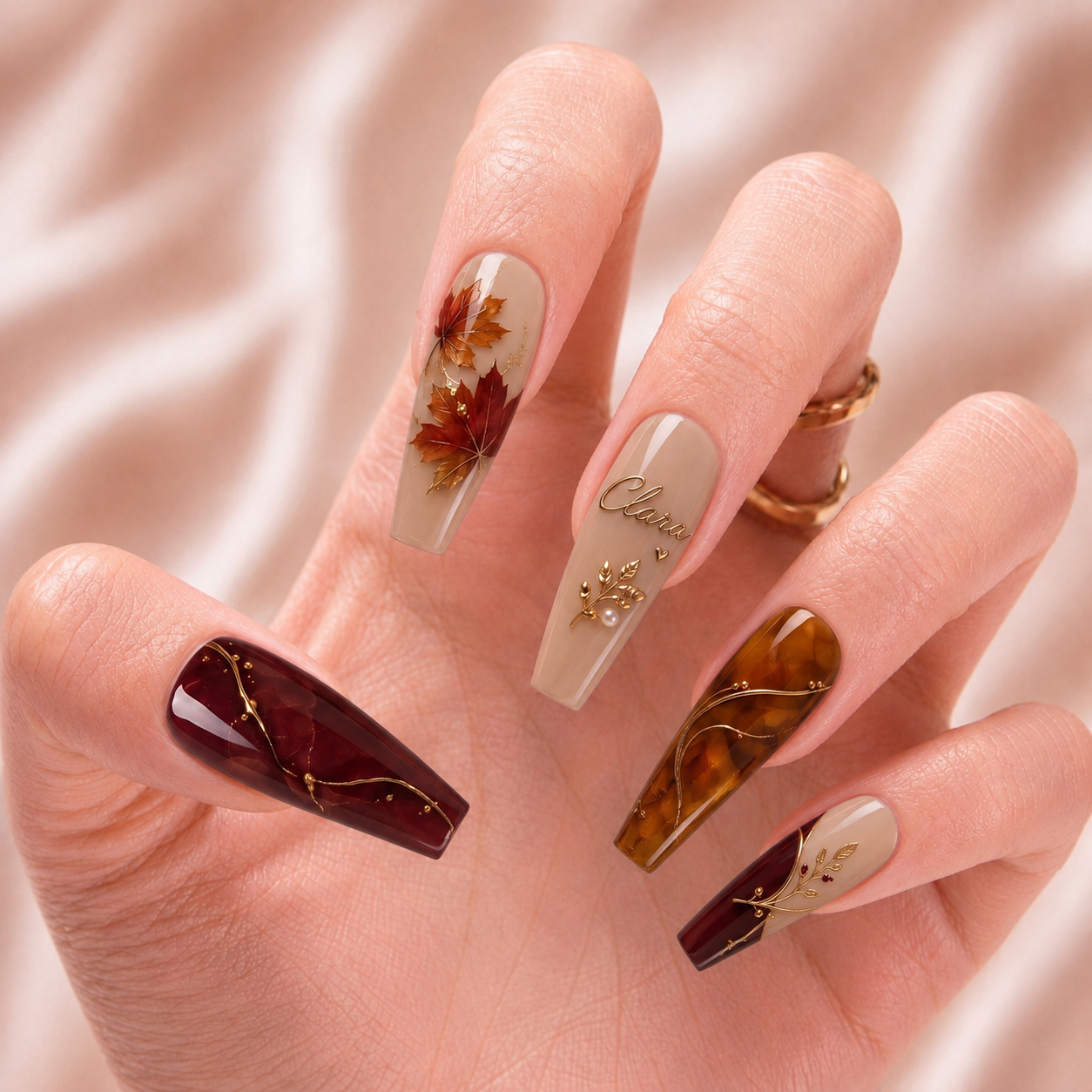 Scarlet Leaf Sonata - Personalized Press-On Nails